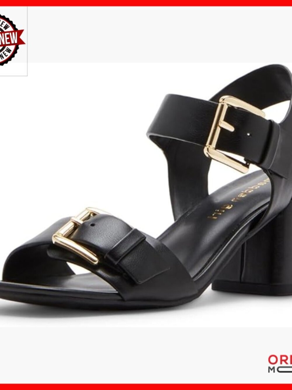 Heeled Sandals with Buckled Straps, Padded Footbed, Slip On Closure